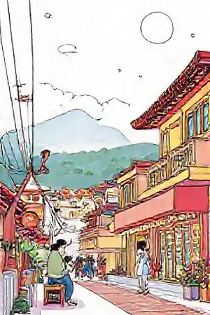 慢半拍的钟楼封面：黄昏小镇钟楼与散步的人群